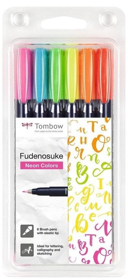 Fudenosuke penselpenna 6 färger