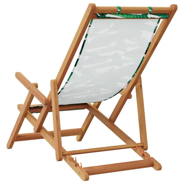 vidaXL foldbar strandstol, bladmønster, eukalyptus og stof