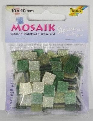 Mosaik af glittersten 10x10mm grøn