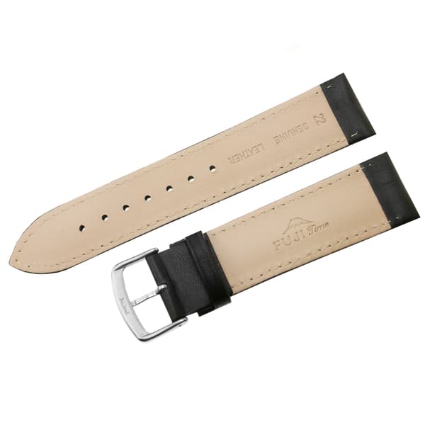 FUJI LÆDERREM 22 MM GLAT sort rem, sorte syninger