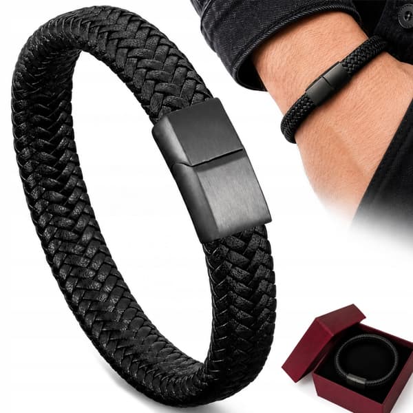 Herrflätat läderarmband TITAN Presentarmband för handled