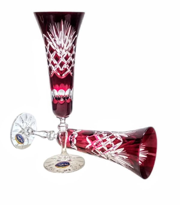 Rubinfärgade kristall champagneglas 170 ml ananas