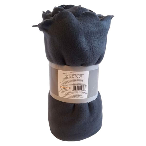 Fleece Tæppe 130x170 Blødt Plaid Mørkegrå