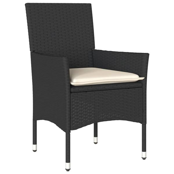vidaXL havemøbelsæt med 3 dele og hynder, sort, polyrattan