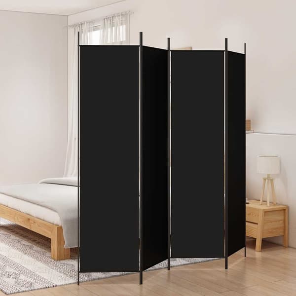 vidaXL 4-panels rumdeler, sort, 200x200 cm, stof