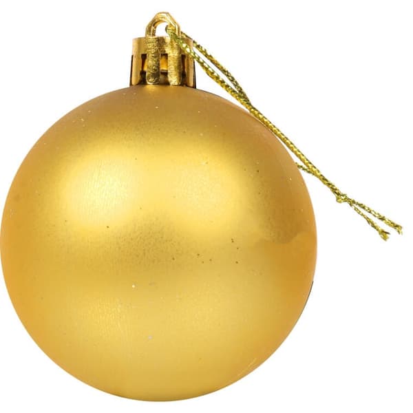 SET MED 4 PLASTBOLLAR I RÖR 6 CM GULD