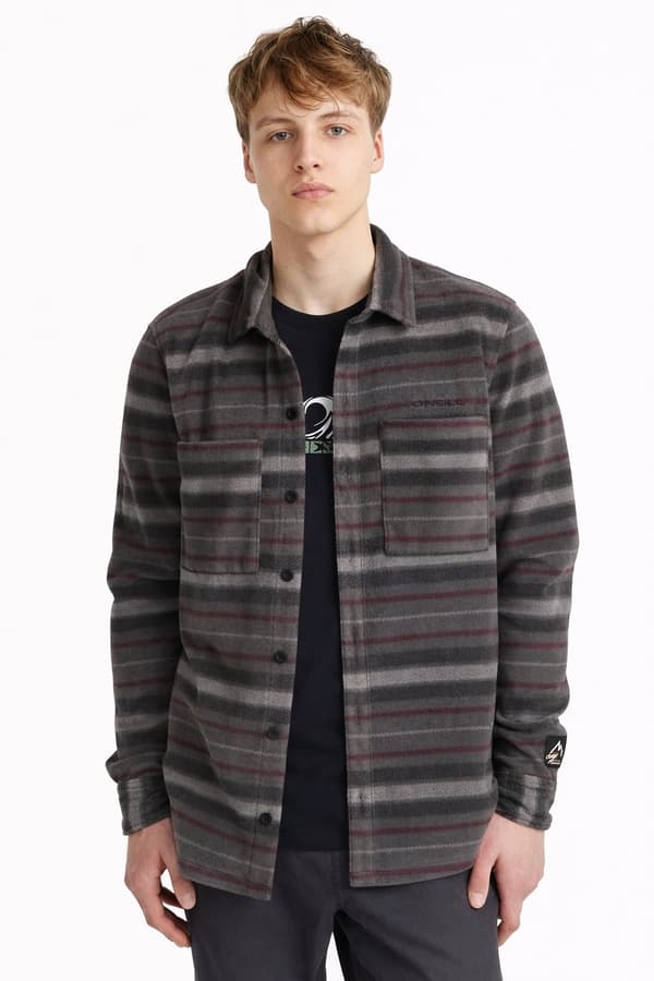 O'neill Superfleece Skjorta Grå Crossover Randig [2350035-38017] storlek M