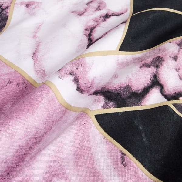 Sengetøj i bomuld 140x200 satin BOMULD sort pink geometrisk marmor
