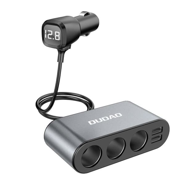 Biloplader 2x USB + cigarettænderstik splitter 3x sort