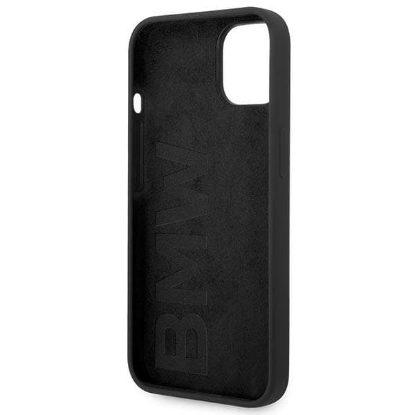 BMW Silikone Metal Logo Cover til iPhone 14 Plus, Sort