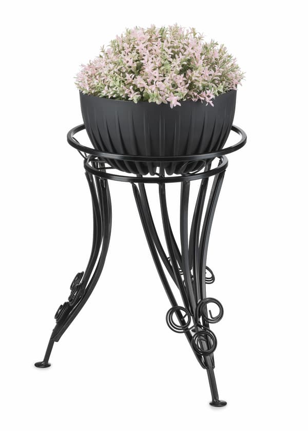 Blomsterpottestativ i massivt metal, SORT