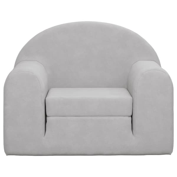 vidaXL Barnbäddsoffa, ljusgrå, mjuk plysch