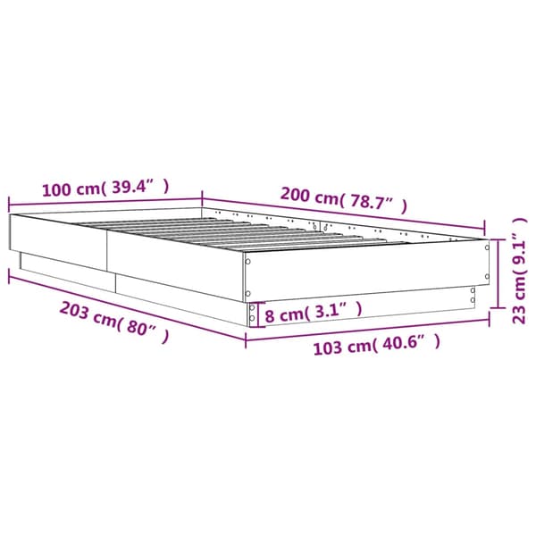 vidaXL sengestel, sort, 100x200 cm, træbaseret materiale