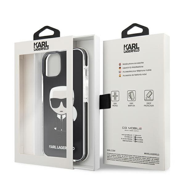 Karl Lagerfeld Iconik Karl-cover til iPhone 13 mini, sort