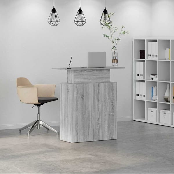 vidaXL Receptionsdisk grå Sonoma 100x40x104 cm limmat trä