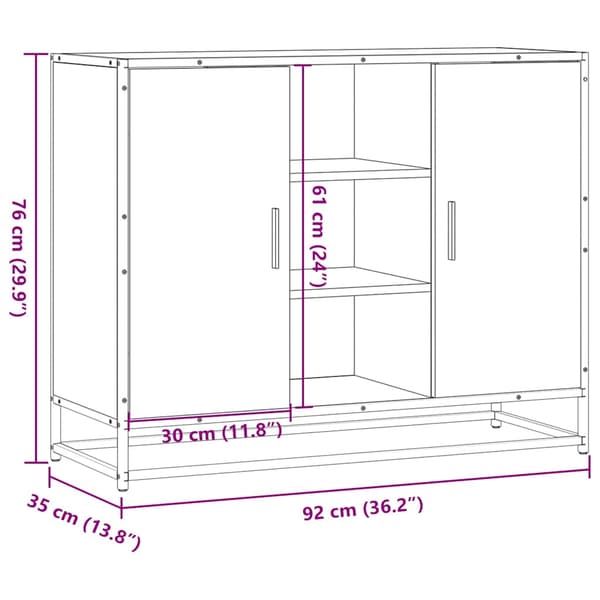 vidaXL skab brunt egetræ 92x35x76 cm træbaseret materiale