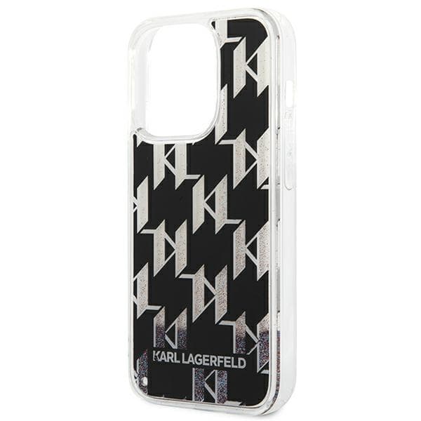 Karl Lagerfeld Liquid Glitter Monogram-cover til iPhone 14 Pro Max, sort