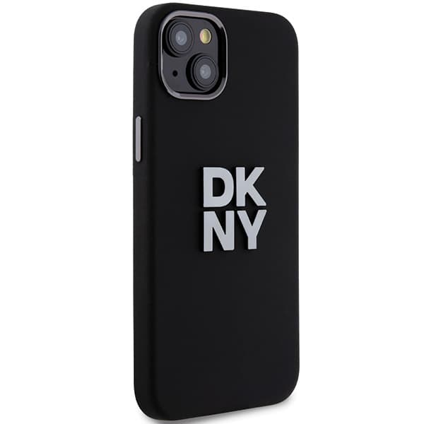 DKNY Liquid Silicone Metal Logo Cover til iPhone 15, Sort
