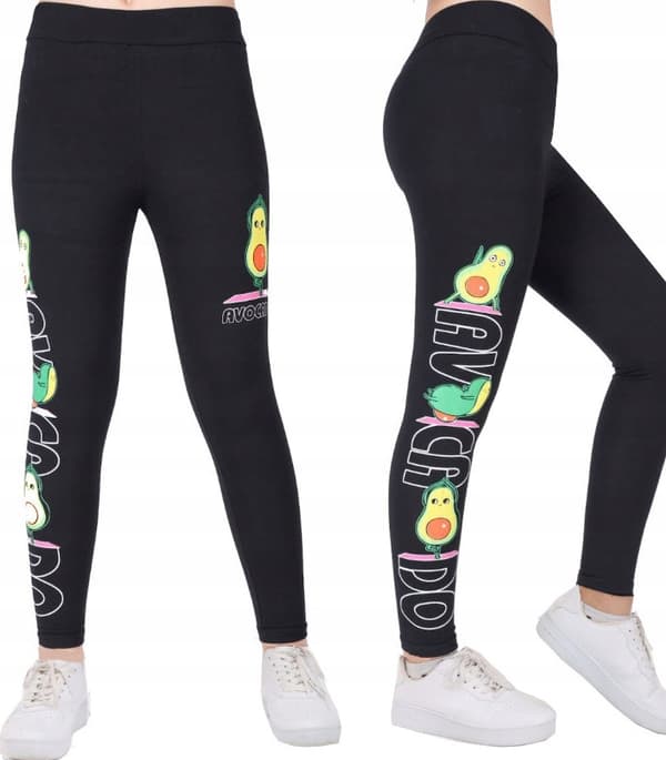 Pige leggings benbukser sorte med avocado 176