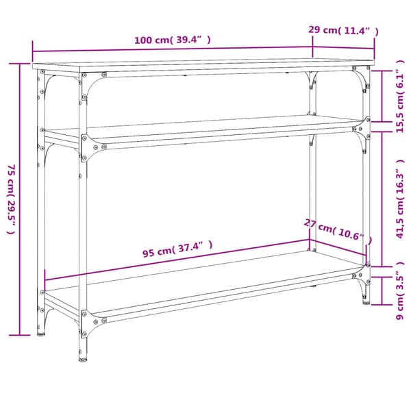 vidaXL Konsolbord brun ek 100x29x75 cm
