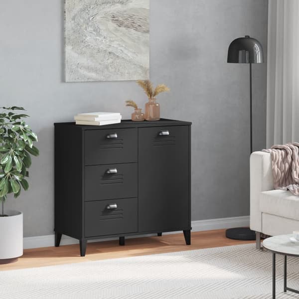 vidaXL VIKEN skab, sort, 80x40x80 cm, træbaseret materiale
