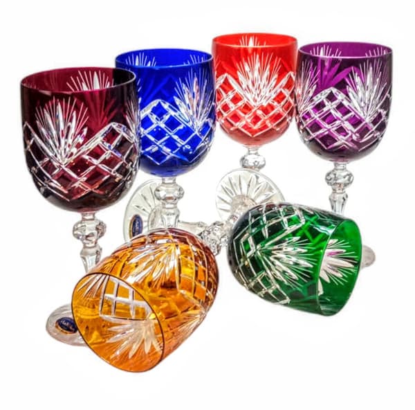 Farverige krystalvinglas 240ml Ananas