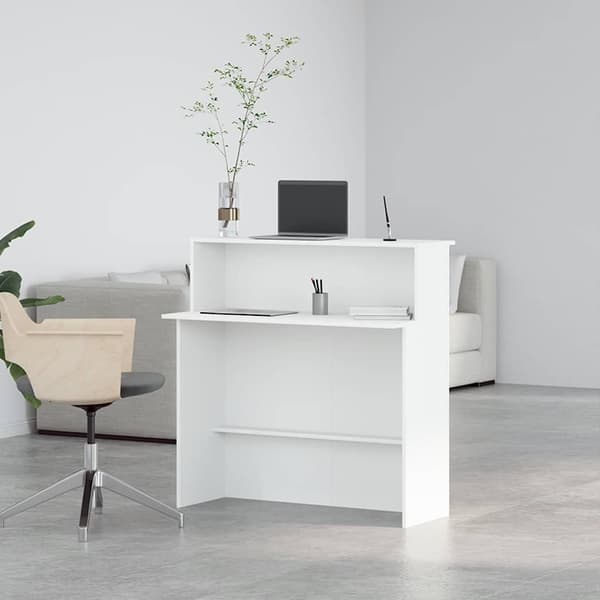 vidaXL Receptionsdisk vit 100x50x103,5 cm limmat trä