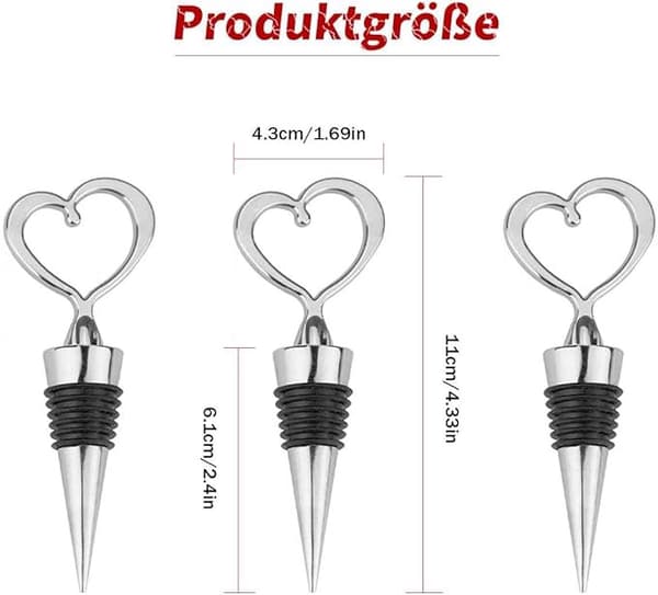 Hjärtformade vinflaskproppar 3 st.
