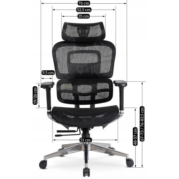 NINO Sort Moderne Ergonomisk Drejelig Kontorstol