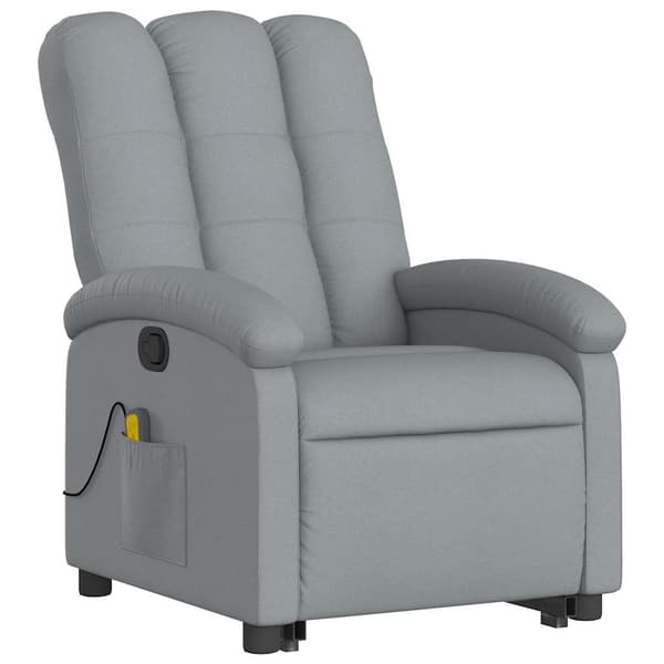 vidaXL Lyftbar massagefåtölj ljusgrå tyg