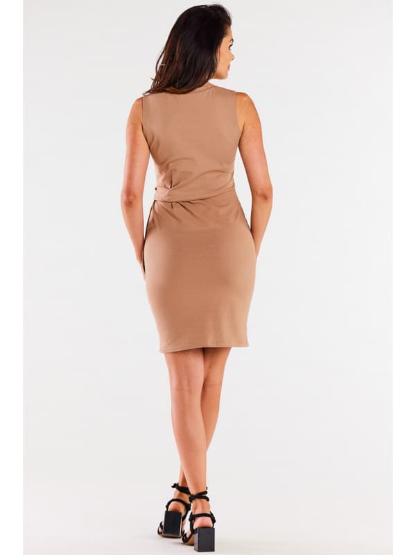 Minikjole i bomuld med stropper - beige S
