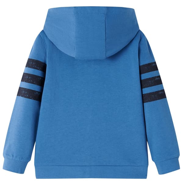 Børnesweatshirt med hætte og lynlås, blå, 128