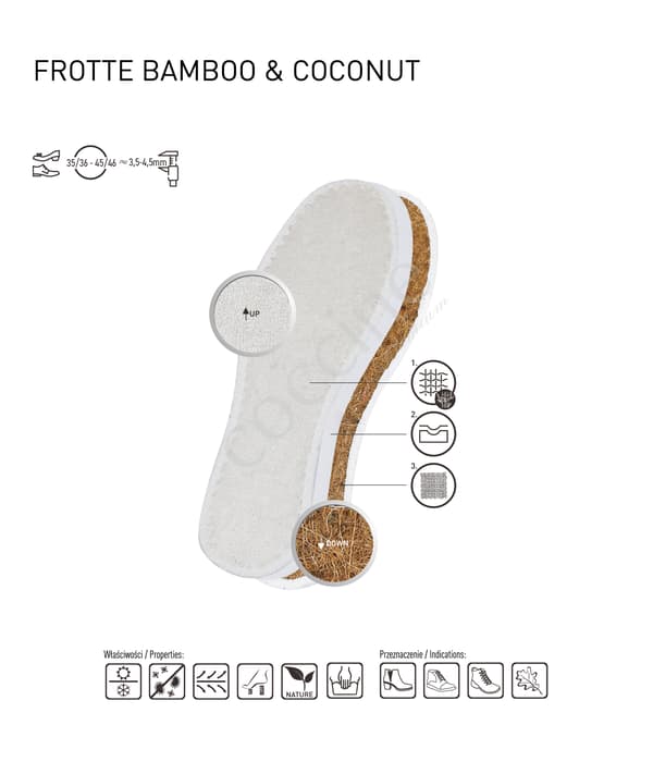 Luonnonvärinen insertti - COCCINE FROTTE BAMBOO & COCONUT 44-46