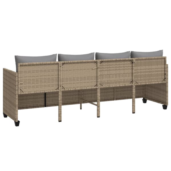 vidaXL Dagbädd med kuddar, beige, polyrotting