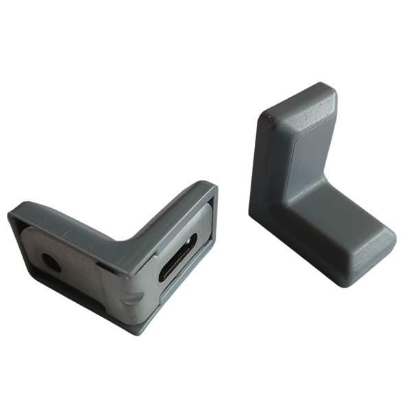 Komandorek möbelvinkel, metallfäste + lock, mörkgrå (05) 100 ST