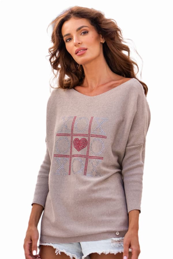 XOXO tröja, mörkbeige