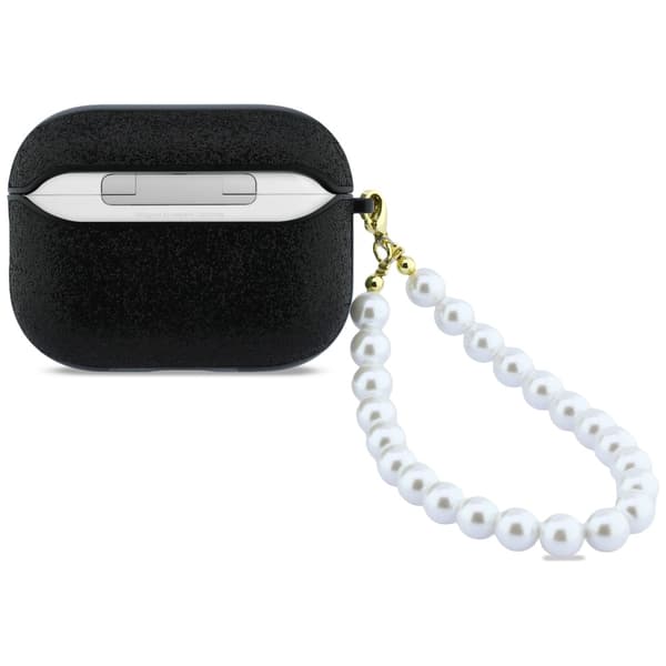 Guess Glitter Pearl Strap-etui til AirPods Pro 3, sort