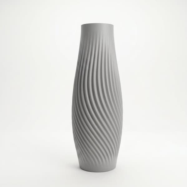 Slank grå dekorativ vase til blomster, moderne design