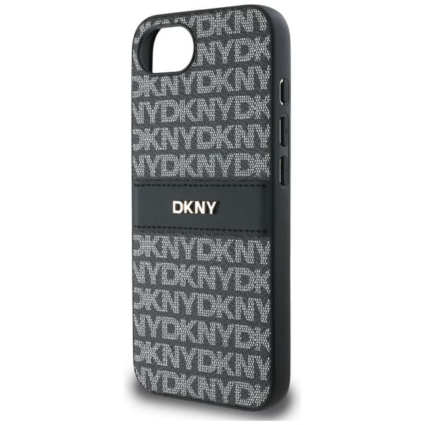 DKNY Repeat Texture Pattern med Tonal Stripe-skal till iPhone 16e / 17e svart
