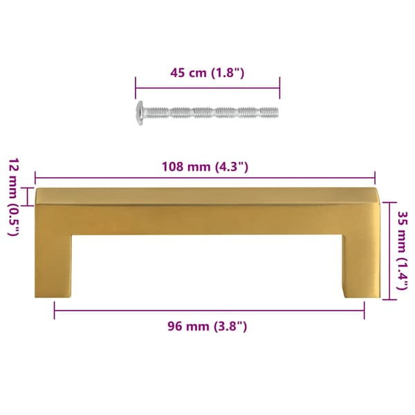 vidaXL skabsgreb, 10 stk., guld, 96 mm, rustfrit stål