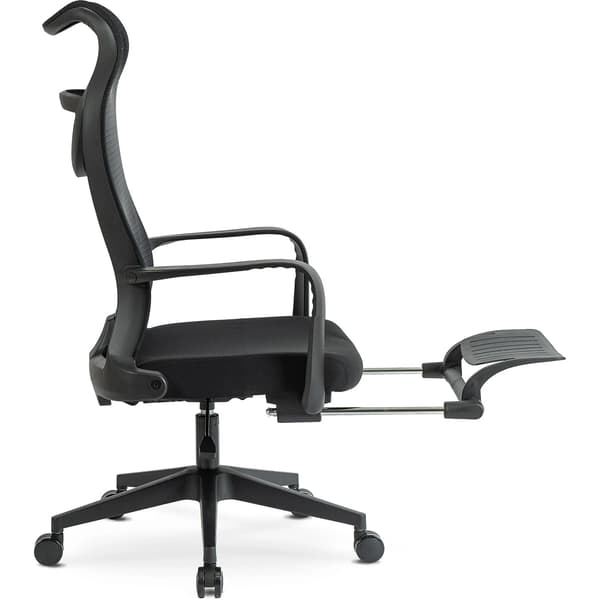 ACTON Ergonomisk Drejelig Kontorstol med Fodstøtte, Sort
