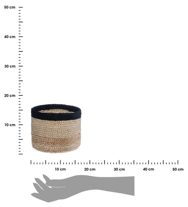 Set med 3 svarta jutekorgar