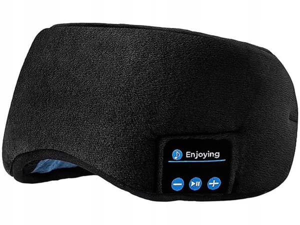 Bluetooth-søvnmaske med indbyggede USB-hovedtelefoner, ideel til rejser (sort)