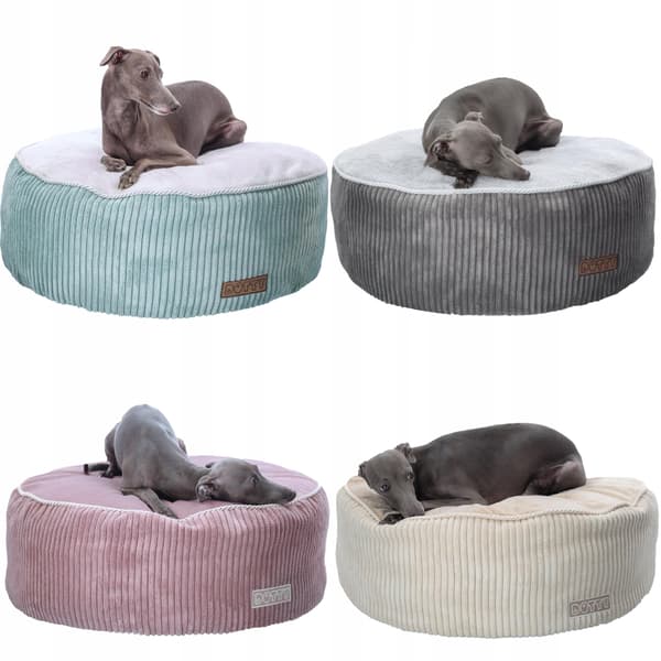 Rund pufpude til hund og kat, blød seng, DOTTY plys