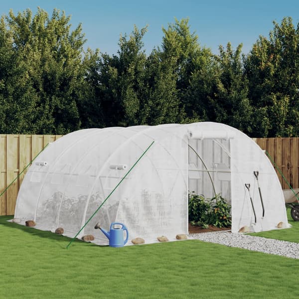 vidaXL drivhus med stålramme, hvid, 16 m², 4x4x2 m