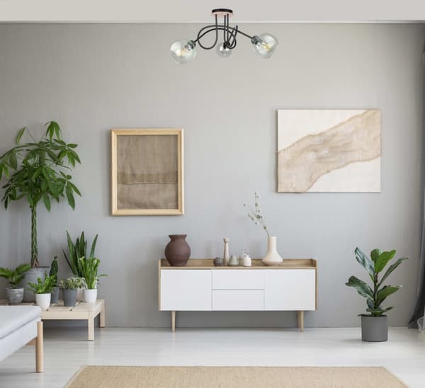 Loftlampe 3xE27 EVIE SORT/TRÆ