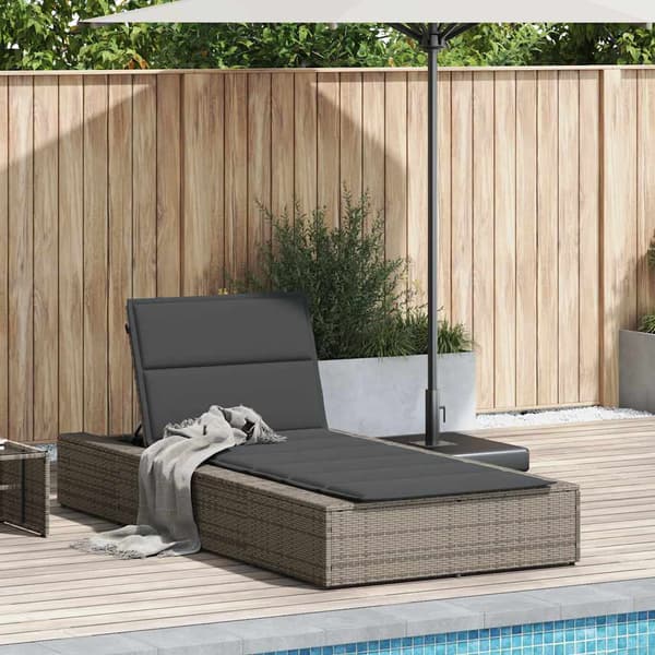vidaXL liggestol med flydende hynde grå polyrattan