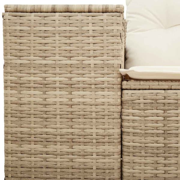 vidaXL Trädgårdssoffa med kuddar, 2-sits, beige, polyrotting