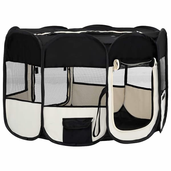 vidaXL foldbart hundebur med bærepose sort 110x110x58 cm