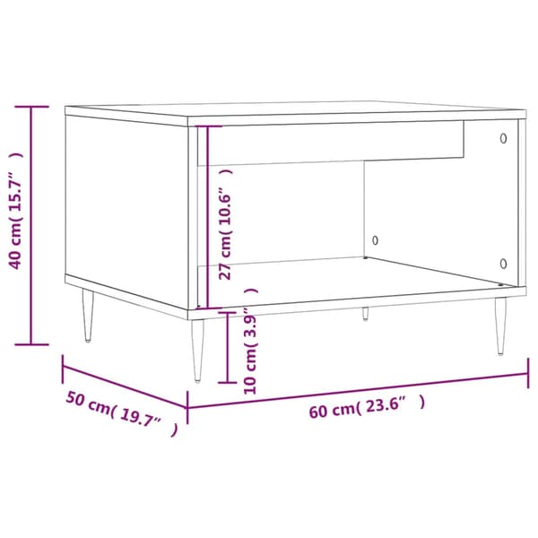 vidaXL sofabord røget eg 60x50x40 cm